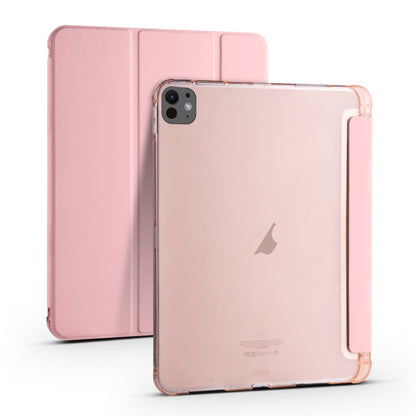 For iPad Pro 13 2025 / 2024 3-fold TPU Leather Smart Tablet Case with Pen Slot(Pink) by bashfashion