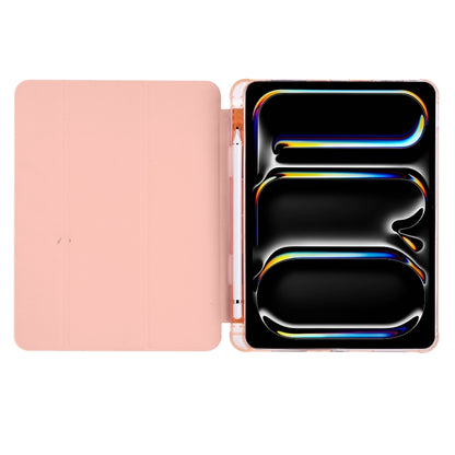 For iPad Pro 13 2025 / 2024 3-fold TPU Leather Smart Tablet Case with Pen Slot(Pink) by bashfashion