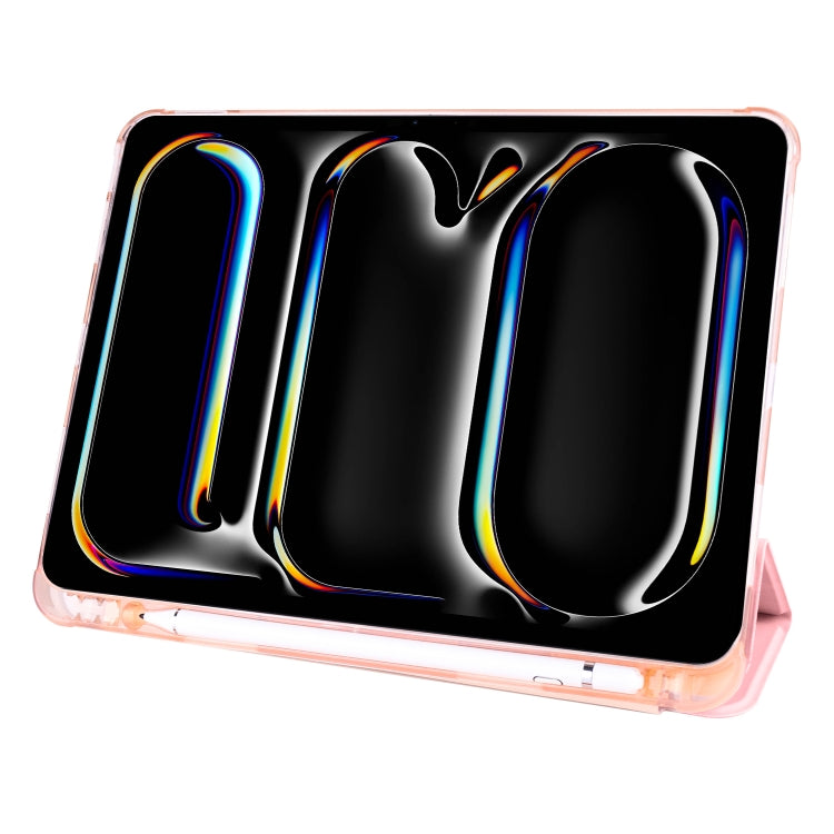 For iPad Pro 13 2025 / 2024 3-fold TPU Leather Smart Tablet Case with Pen Slot(Pink) by bashfashion