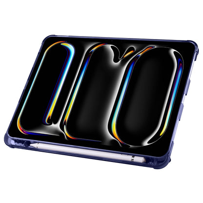 For iPad Pro 13 2025 / 2024 Multi-folding TPU Leather Smart Tablet Case with Pen Slot(Dark Blue) by bashfashion