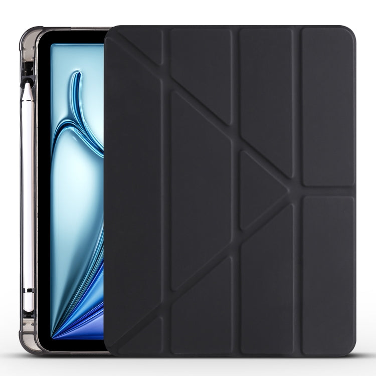 For iPad Air 11 2025 / 2024 Multi-folding TPU Leather Smart Tablet Case with Pen Slot(Black) by bashfashion