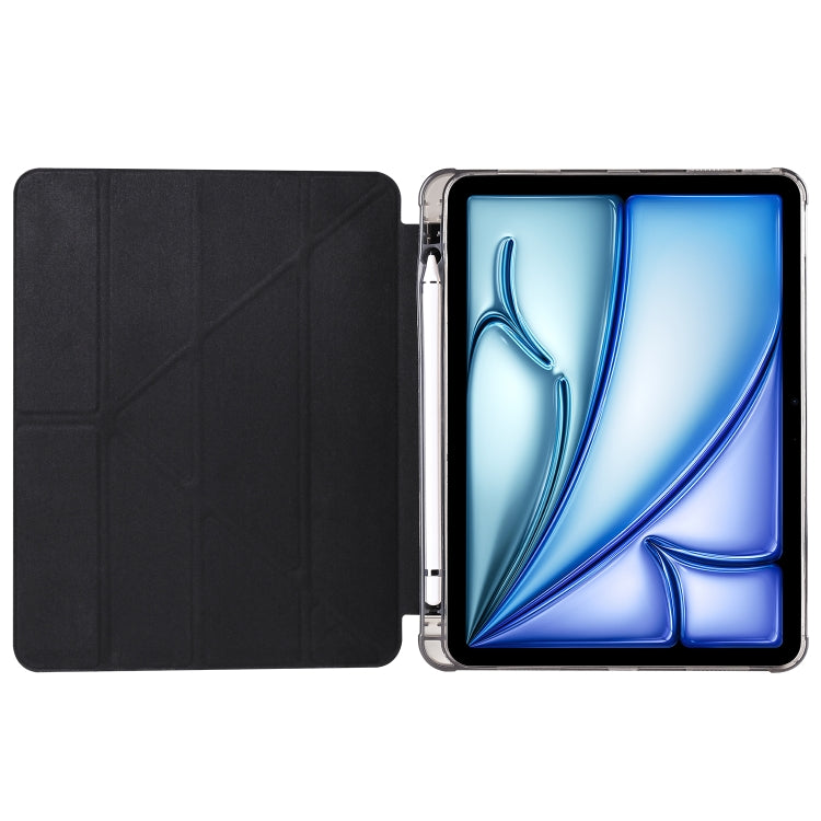 For iPad Air 11 2025 / 2024 Multi-folding TPU Leather Smart Tablet Case with Pen Slot(Black) by bashfashion