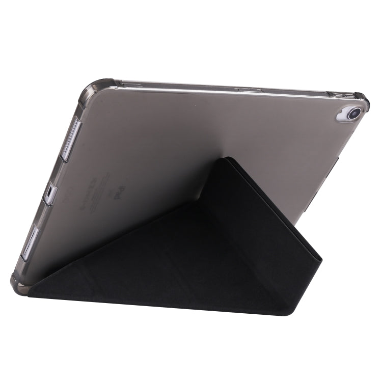 For iPad Air 11 2025 / 2024 Multi-folding TPU Leather Smart Tablet Case with Pen Slot(Black) by bashfashion