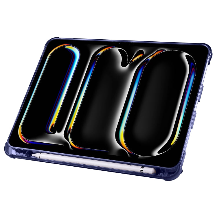 For iPad Pro 11 2025 / 2024 Multi-folding TPU Leather Smart Tablet Case with Pen Slot(Dark Blue) by bashfashion