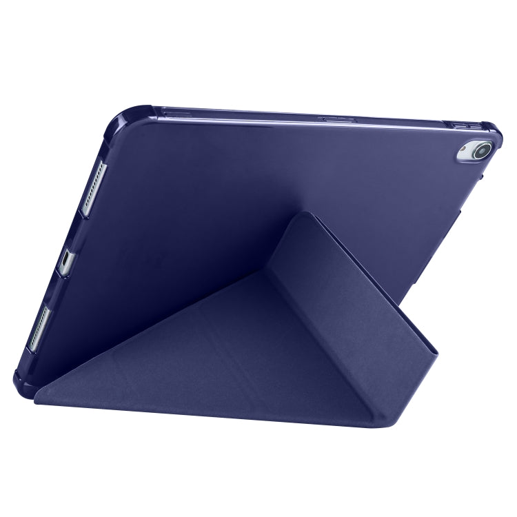For iPad Pro 11 2025 / 2024 Multi-folding TPU Leather Smart Tablet Case with Pen Slot(Dark Blue) by bashfashion