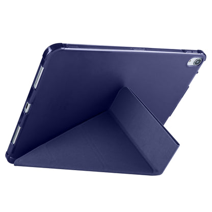 For iPad Pro 11 2025 / 2024 Multi-folding TPU Leather Smart Tablet Case with Pen Slot(Dark Blue) by bashfashion