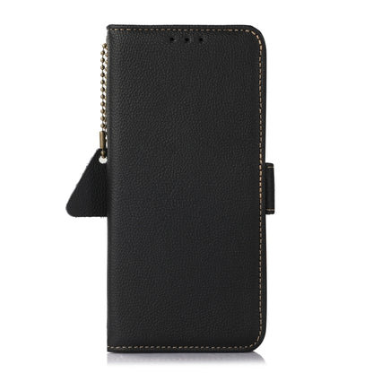 For iPhone 16e Side-Magnetic TJ Genuine Leather RFID Phone Case(Black) by bashfashion