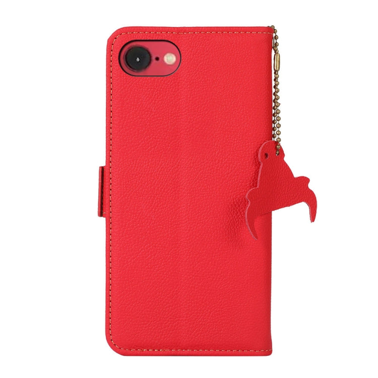 For iPhone 16e Side-Magnetic TJ Genuine Leather RFID Phone Case(Red) by bashfashion