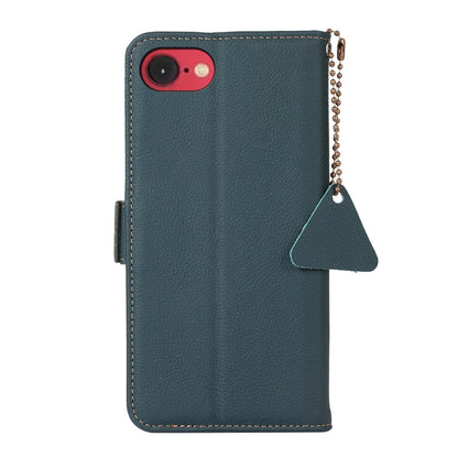 For iPhone 16e Side-Magnetic TJ Genuine Leather RFID Phone Case(Green) by bashfashion