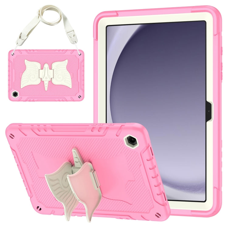 For Samsung Galaxy A9+ Kickstand PC Hybrid Silicone Tablet Case(Beige Pink) by bashfashion