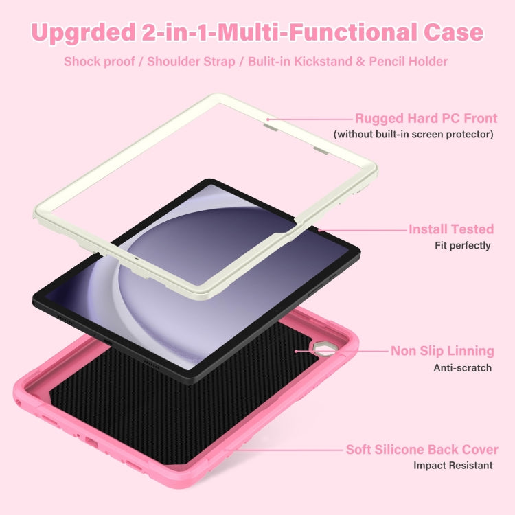 For Samsung Galaxy A9+ Kickstand PC Hybrid Silicone Tablet Case(Beige Pink) by bashfashion