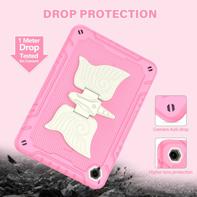 For Samsung Galaxy A9+ Kickstand PC Hybrid Silicone Tablet Case(Beige Pink) by bashfashion