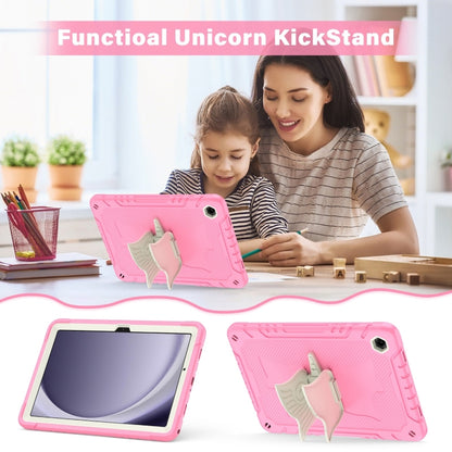 For Samsung Galaxy A9+ Kickstand PC Hybrid Silicone Tablet Case(Beige Pink) by bashfashion