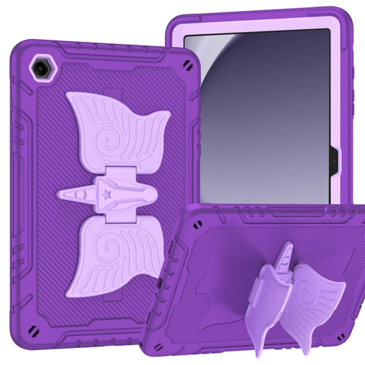 For Samsung Galaxy A9+ Kickstand PC Hybrid Silicone Tablet Case(Purple) by bashfashion