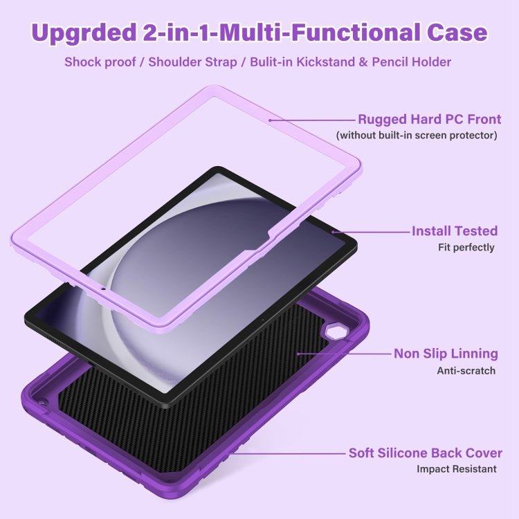 For Samsung Galaxy A9+ Kickstand PC Hybrid Silicone Tablet Case(Purple) by bashfashion