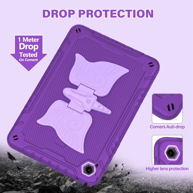 For Samsung Galaxy A9+ Kickstand PC Hybrid Silicone Tablet Case(Purple) by bashfashion