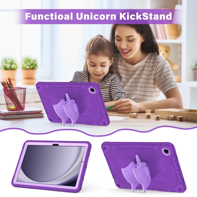 For Samsung Galaxy A9+ Kickstand PC Hybrid Silicone Tablet Case(Purple) by bashfashion
