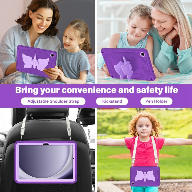 For Samsung Galaxy A9+ Kickstand PC Hybrid Silicone Tablet Case(Purple) by bashfashion