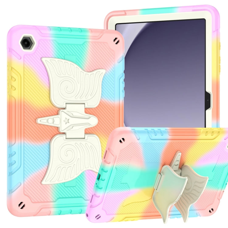 For Samsung Galaxy A9+ Kickstand PC Hybrid Silicone Tablet Case(Colorful Rose Gold) by bashfashion