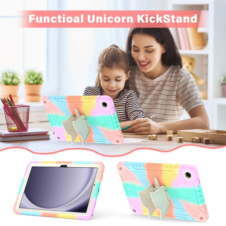 For Samsung Galaxy A9+ Kickstand PC Hybrid Silicone Tablet Case(Colorful Rose Gold) by bashfashion