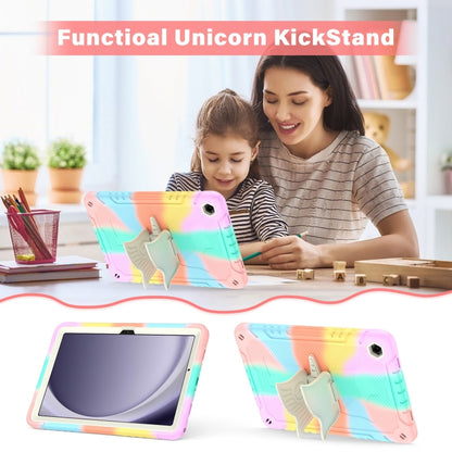 For Samsung Galaxy A9+ Kickstand PC Hybrid Silicone Tablet Case(Colorful Rose Gold) by bashfashion