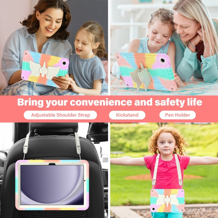 For Samsung Galaxy A9+ Kickstand PC Hybrid Silicone Tablet Case(Colorful Rose Gold) by bashfashion