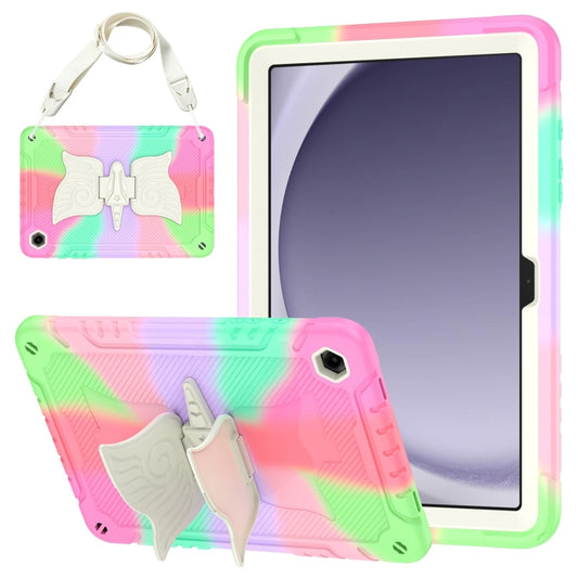 For Samsung Galaxy A9+ Kickstand PC Hybrid Silicone Tablet Case(Colorful Rose Red) by bashfashion