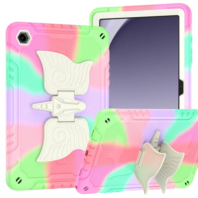 For Samsung Galaxy A9+ Kickstand PC Hybrid Silicone Tablet Case(Colorful Rose Red) by bashfashion