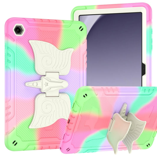 For Samsung Galaxy A9+ Kickstand PC Hybrid Silicone Tablet Case(Colorful Rose Red) by bashfashion