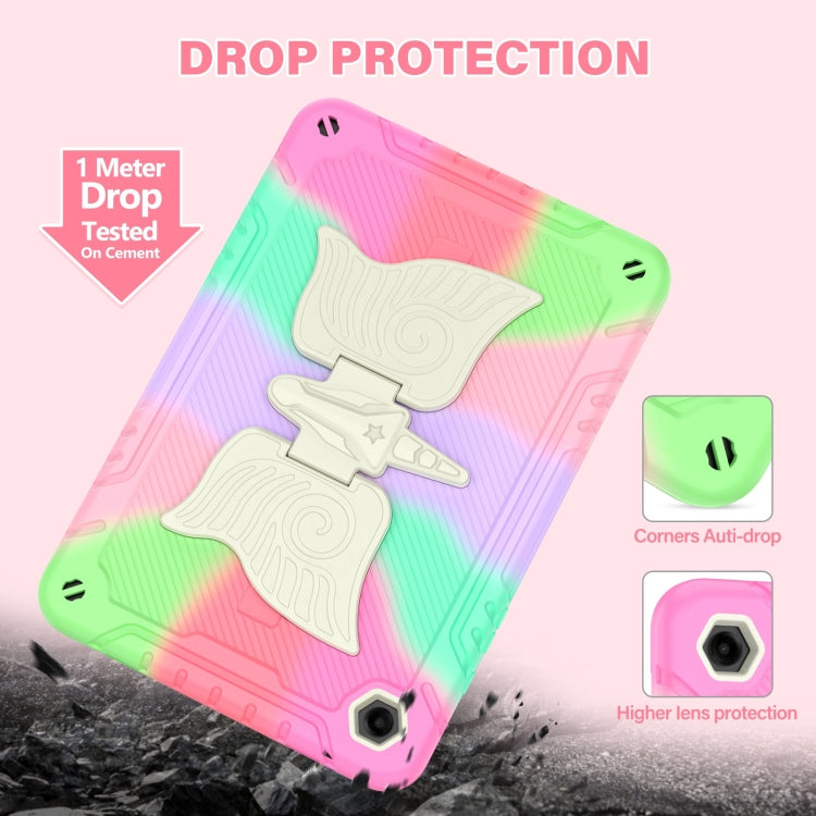 For Samsung Galaxy A9+ Kickstand PC Hybrid Silicone Tablet Case(Colorful Rose Red) by bashfashion