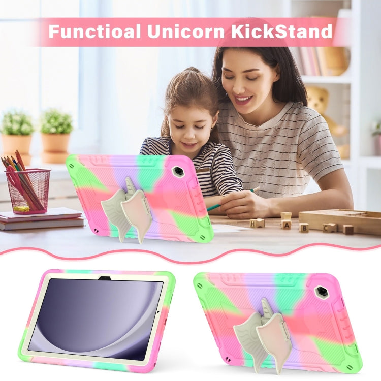 For Samsung Galaxy A9+ Kickstand PC Hybrid Silicone Tablet Case(Colorful Rose Red) by bashfashion