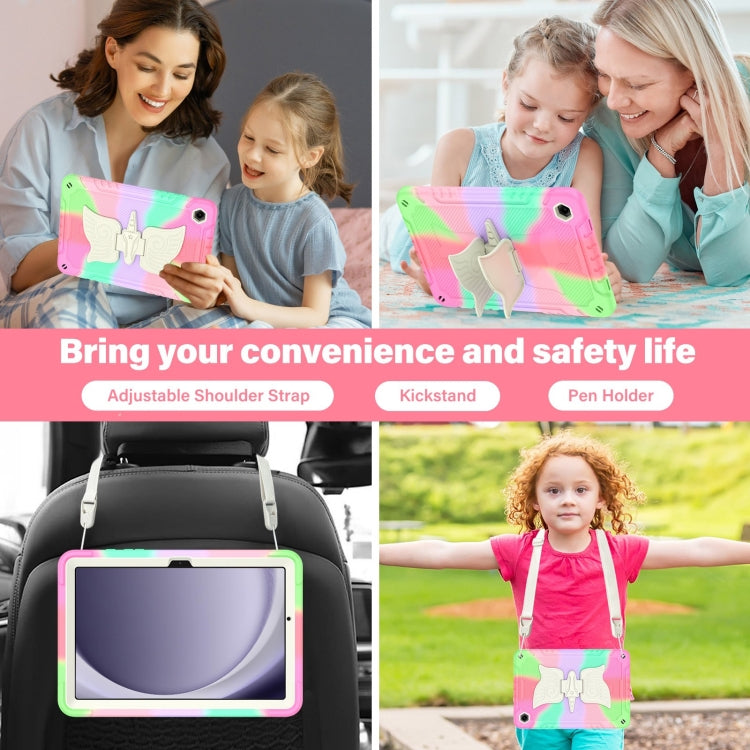 For Samsung Galaxy A9+ Kickstand PC Hybrid Silicone Tablet Case(Colorful Rose Red) by bashfashion