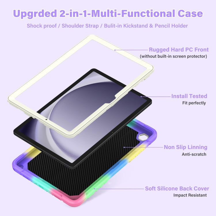 For Samsung Galaxy A9+ Kickstand PC Hybrid Silicone Tablet Case(Colorful Purple) by bashfashion
