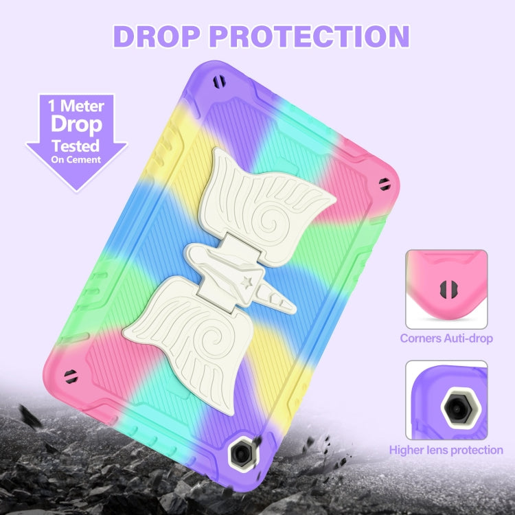 For Samsung Galaxy A9+ Kickstand PC Hybrid Silicone Tablet Case(Colorful Purple) by bashfashion