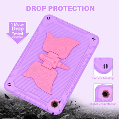 For Samsung Galaxy A9+ Kickstand PC Hybrid Silicone Tablet Case(Purple Rose Red) by bashfashion