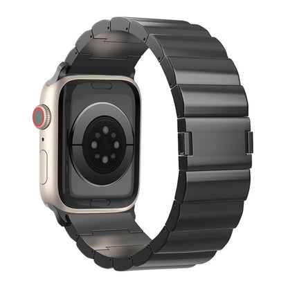 For Apple Watch SE 2023 44mm One-Bead Magnetic Buckle Titanium Metal Watch Band(Black) by bashfashion