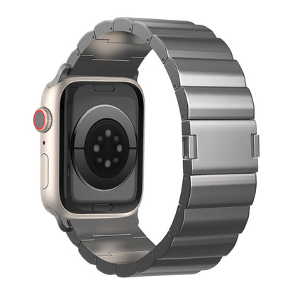For Apple Watch SE 44mm One-Bead Magnetic Buckle Titanium Metal Watch Band(Grey) by bashfashion