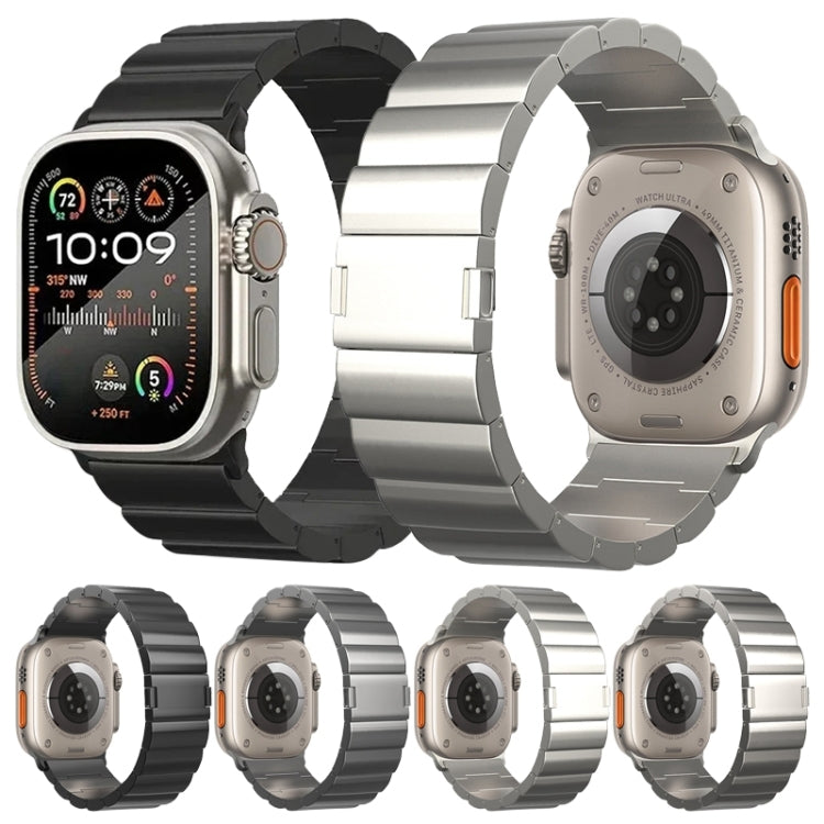 For Apple Watch Series 3 38mm One-Bead Magnetic Buckle Titanium Metal Watch Band(Grey) by bashfashion