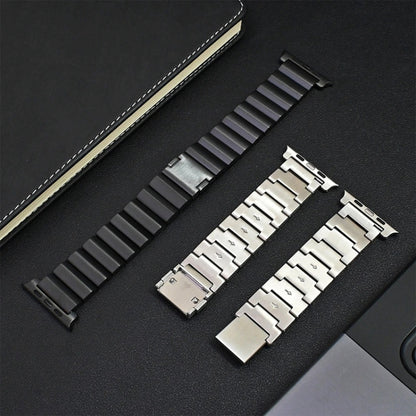 For Apple Watch Series 2 42mm One-Bead Magnetic Buckle Titanium Metal Watch Band(Silver) by bashfashion