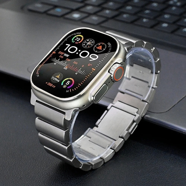 For Apple Watch Series 3 38mm One-Bead Magnetic Buckle Titanium Metal Watch Band(Grey) by bashfashion