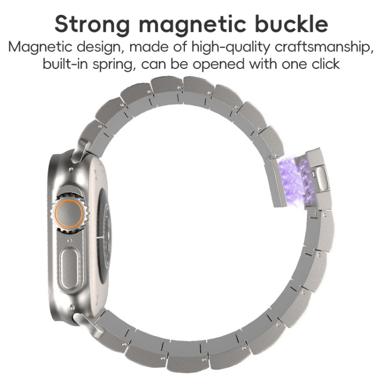 For Apple Watch Series 9 45mm One-Bead Magnetic Buckle Titanium Metal Watch Band(Grey) by bashfashion