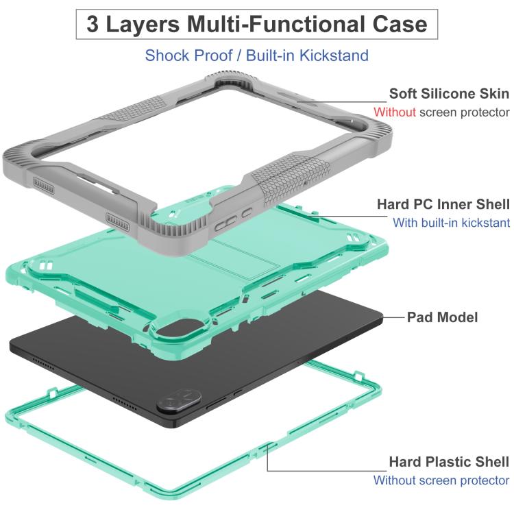 For Honor Pad X8a Shockproof Silicone Hybrid PC Tablet Case with Holder(Mint Green + Grey) by bashfashion