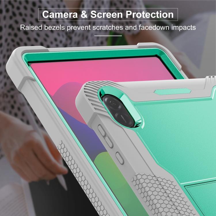 For Honor Pad X8a Shockproof Silicone Hybrid PC Tablet Case with Holder(Mint Green + Grey) by bashfashion