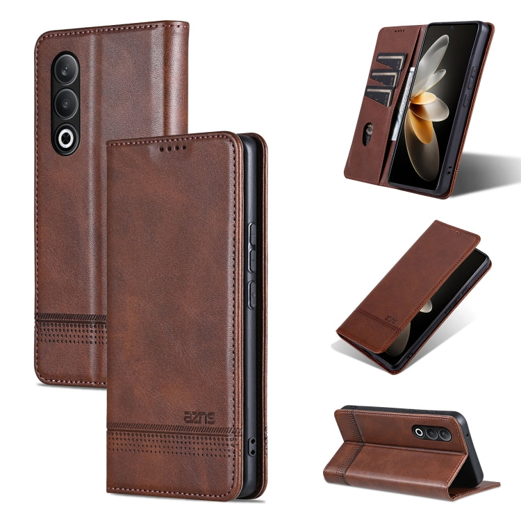 For OnePlus Nord CE4 AZNS Magnetic Calf Texture Flip Leather Phone Case(Dark Brown) by AZNS