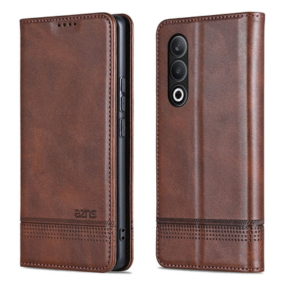 For OnePlus Nord CE4 AZNS Magnetic Calf Texture Flip Leather Phone Case(Dark Brown) by AZNS