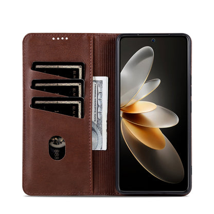 For OnePlus Nord CE4 AZNS Magnetic Calf Texture Flip Leather Phone Case(Dark Brown) by AZNS