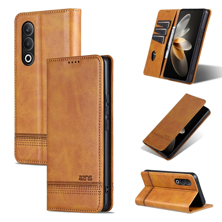 For OnePlus Nord CE4 AZNS Magnetic Calf Texture Flip Leather Phone Case(Light Brown) by AZNS