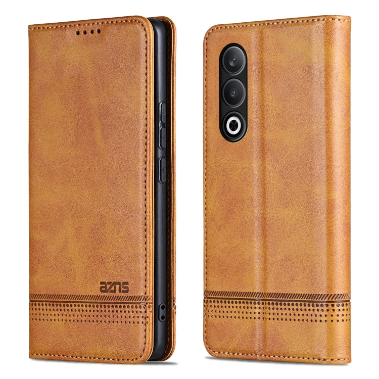For OnePlus Nord CE4 AZNS Magnetic Calf Texture Flip Leather Phone Case(Light Brown) by AZNS