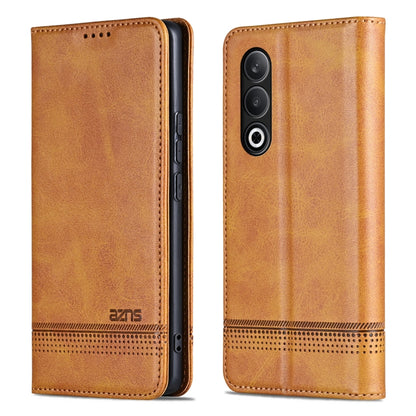 For OnePlus Nord CE4 AZNS Magnetic Calf Texture Flip Leather Phone Case(Light Brown) by AZNS
