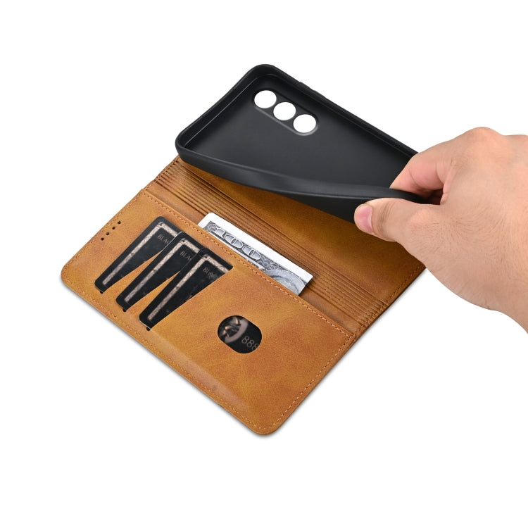 For OnePlus Nord CE4 AZNS Magnetic Calf Texture Flip Leather Phone Case(Light Brown) by AZNS